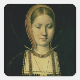 Portrait of a woman, possibly Catherine of Aragon Square Sticker