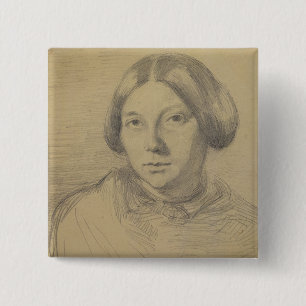 Portrait of a woman, possibly George Sand (1804-76 15 Cm Square Badge