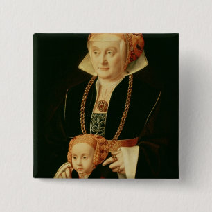 Portrait of a Woman with her Daughter 15 Cm Square Badge