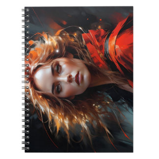 portrait of a woman with red hair notebook