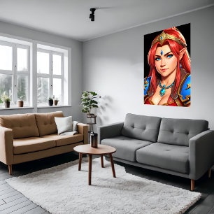 Portrait of a women  human elf hybrid   AI Art Poster