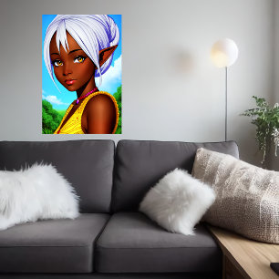 Portrait of a women  human elf hybrid   AI Art Poster