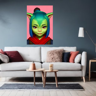 Portrait of a women  human goblin   AI Art Poster