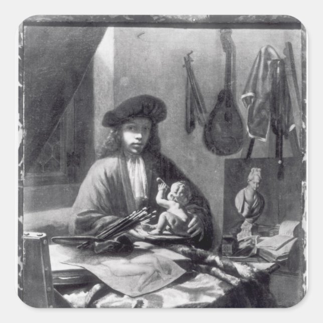 Portrait of a Young Artist Square Sticker (Front)