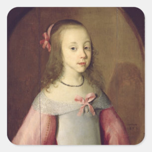Portrait of a Young Girl, 1651 Square Sticker
