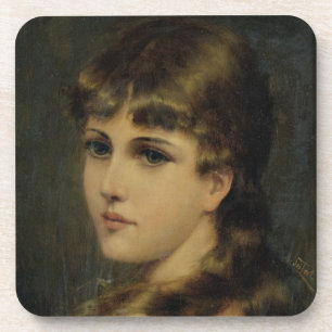 Portrait of a Young Girl (oil on panel) Coaster