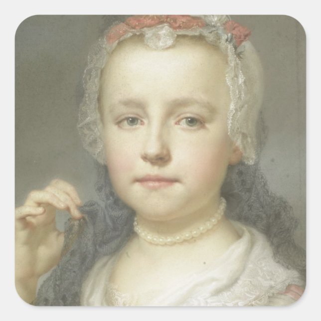 Portrait of a Young Girl Square Sticker (Front)