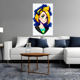 Portrait of a young lady blonde hair   AI Art Poster