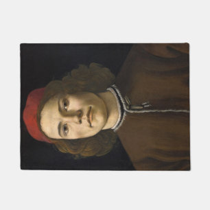 Portrait of a Young Man (by Sandro Botticelli) Doormat