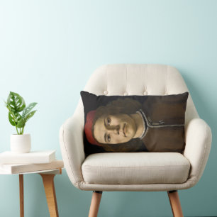 Portrait of a Young Man (by Sandro Botticelli) Lumbar Cushion