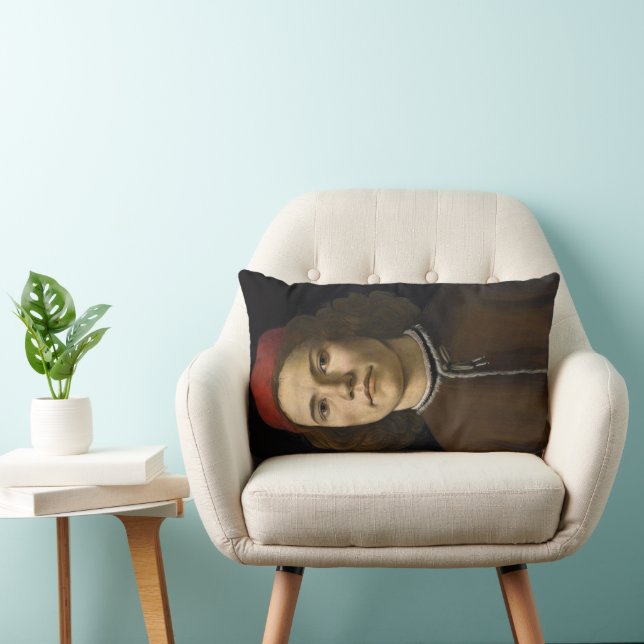 Portrait of a Young Man (by Sandro Botticelli) Lumbar Cushion (Chair)