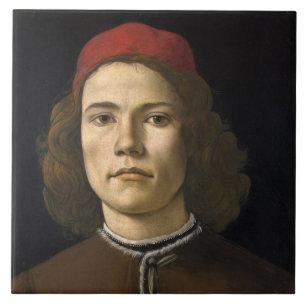 Portrait of a Young Man (by Sandro Botticelli) Tile