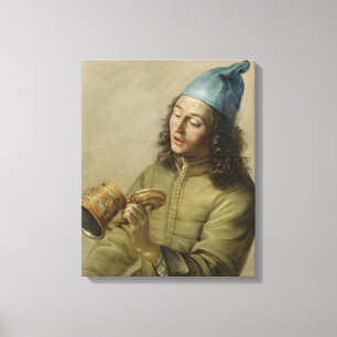 Portrait of a Young Man Holding a German Gilt Tank Canvas Print