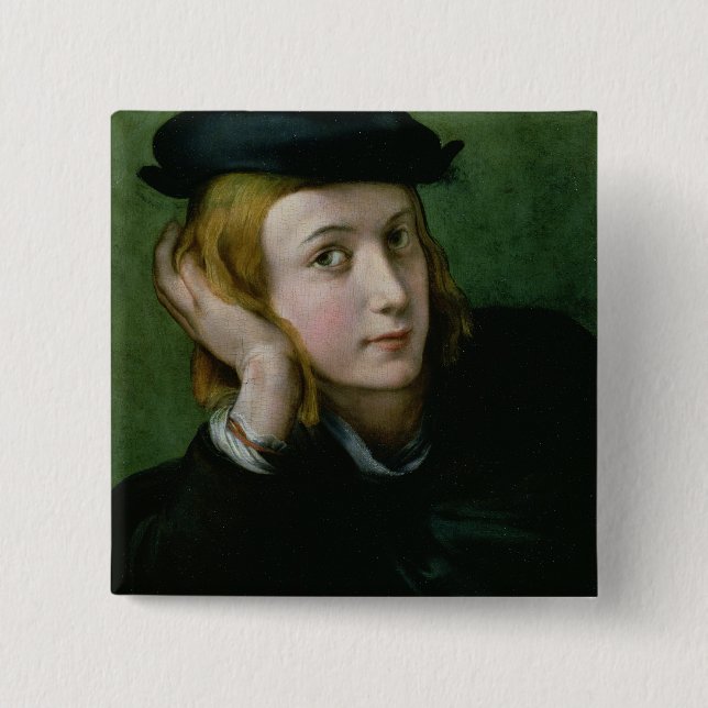 Portrait of a Young Man (oil on panel) 15 Cm Square Badge (Front)