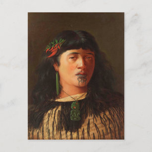'Portrait of a Young Maori Woman with Moko' Postcard