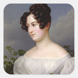 Portrait of a Young Woman, 1827 (oil on canvas) Square Sticker