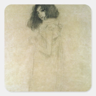 Portrait of a young woman, 1896-97 square sticker