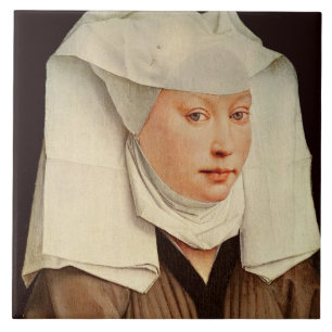 Portrait of a Young Woman in a Pinned Hat, c.1435 Tile