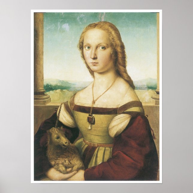 Portrait of a Young Woman (Lady with a Unicorn) Poster (Front)