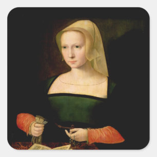 Portrait of a young woman square sticker