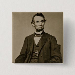 Portrait of Abraham Lincoln (1809-65) (b/w photo) 15 Cm Square Badge