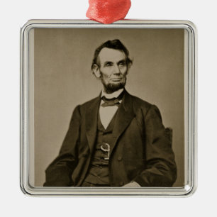 Portrait of Abraham Lincoln (1809-65) (b/w photo) Metal Tree Decoration