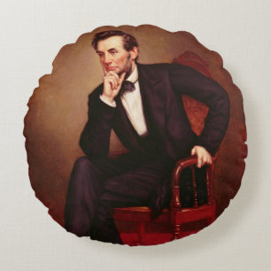 Portrait of Abraham Lincoln Round Cushion