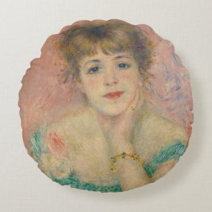 Portrait of Actress Jeanne Samary, Auguste Renoir Round Cushion