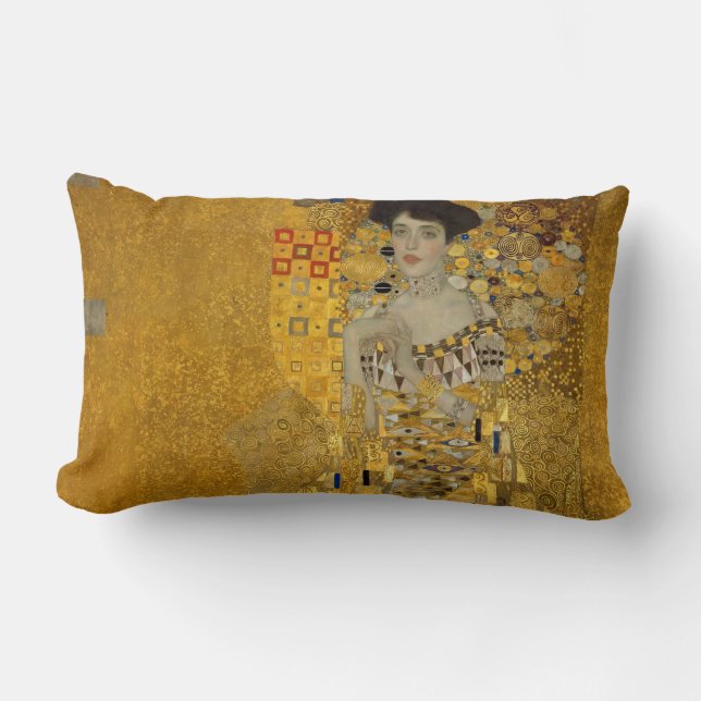 Portrait of Adele Bloch-Bauer I by Gustav Klimt Lumbar Cushion (Front)