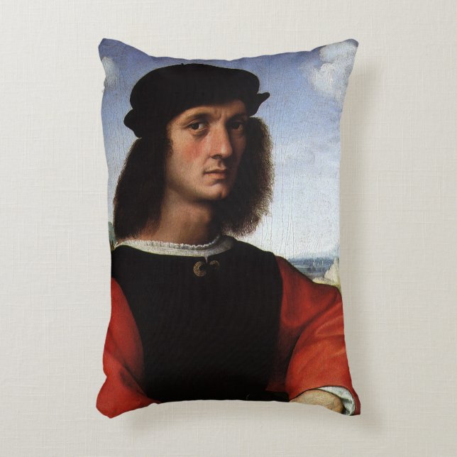 Portrait of Agnolo Doni by Raphael Sanzio Decorative Cushion (Front(Vertical))