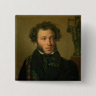 Portrait of Alexander Pushkin, 1827 15 Cm Square Badge