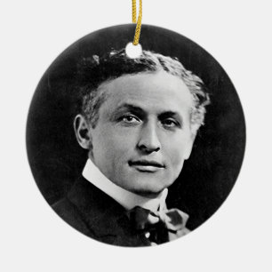 Portrait of American Magician Harry Houdini Ceramic Tree Decoration