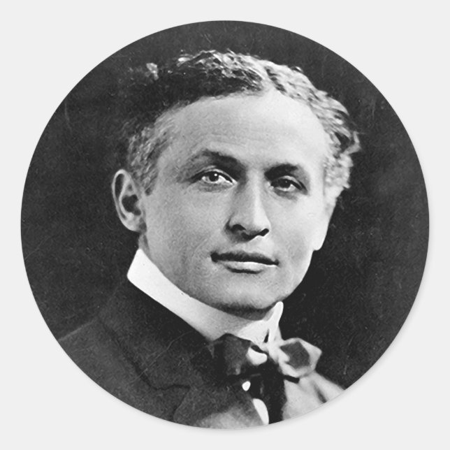 Portrait of American Magician Harry Houdini Classic Round Sticker (Front)
