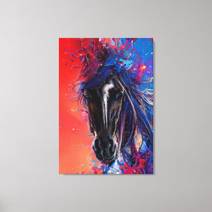 portrait of an abstract fiery horse canvas print