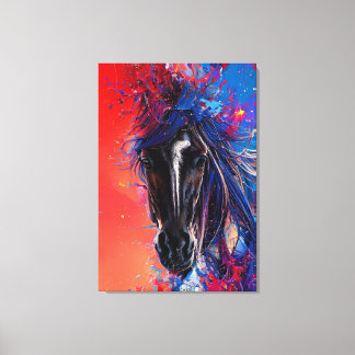 portrait of an abstract fiery horse canvas print