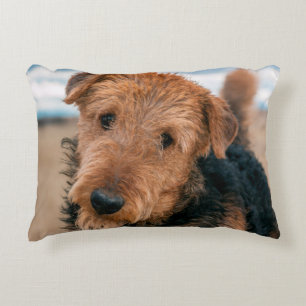 Portrait of an Airedale Terrier Decorative Cushion