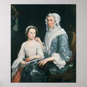 Portrait of an Elderly Lady and a Young Girl Poster