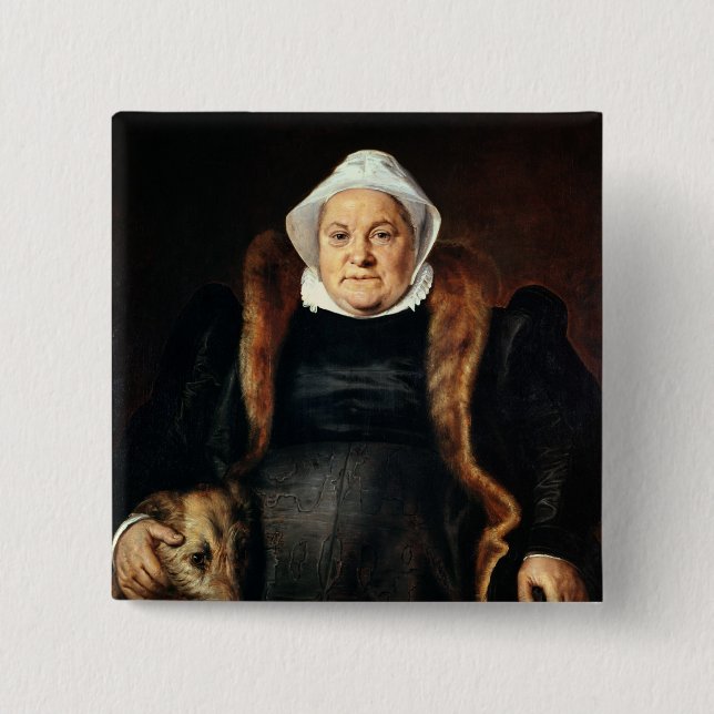 Portrait of an Elderly Woman 15 Cm Square Badge (Front)