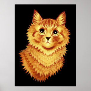 Portrait of an orange cat by Louis Wain Poster