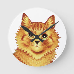 Portrait of an orange cat by Louis Wain Round Clock
