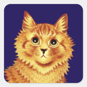 Portrait of an orange cat by Louis Wain Square Sticker
