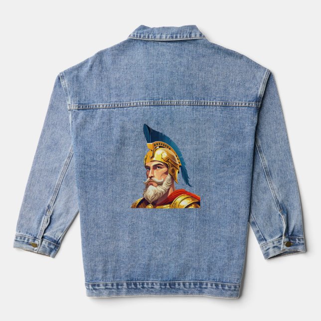 Portrait of ancient greek warrior denim jacket (Back)