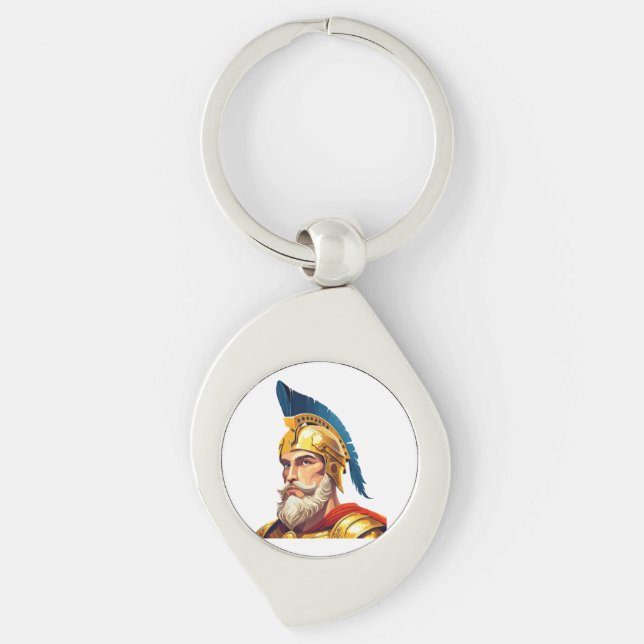Portrait of ancient greek warrior key ring (Front)