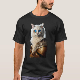 Portrait Of Anthro Ragdoll Cat Knight Wearing An A T-Shirt