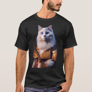 Portrait Of Anthro Ragdoll Cat Wearing Armour Knig T-Shirt