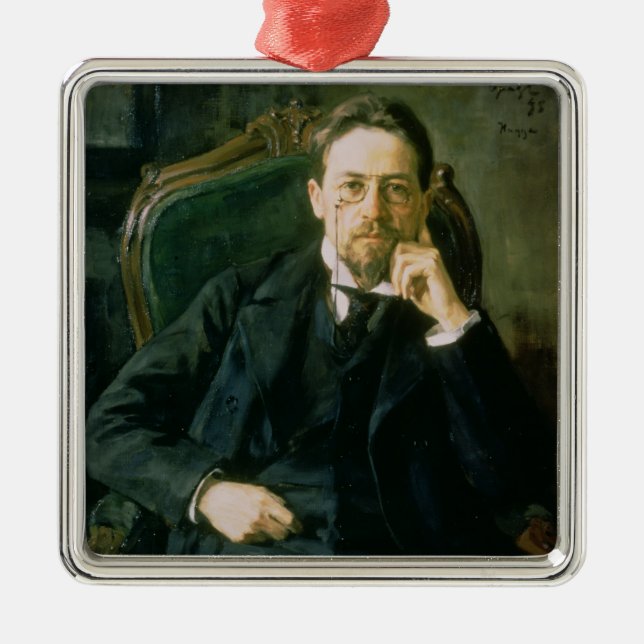 Portrait of Anton Pavlovich Chekhov, 1898 Metal Tree Decoration (Front)