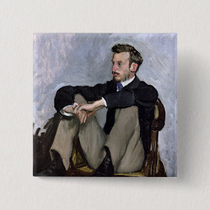 Portrait of Auguste Renoir , 1867 15 Cm Square Badge