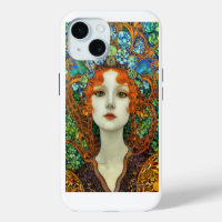 Portrait of Beautiful Woman in Stained Glass Style