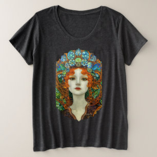 Portrait of Beautiful Woman in Stained Glass Style Plus Size T-Shirt