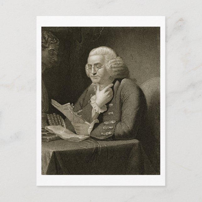 Portrait of Benjamin Franklin, engraved by Thomas Postcard (Front)